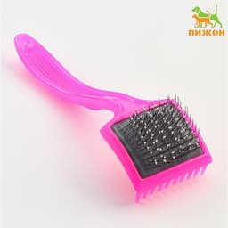 Щётка - пуходёрка малая, основание 44×44 мм, мягкая с каплями, розовая