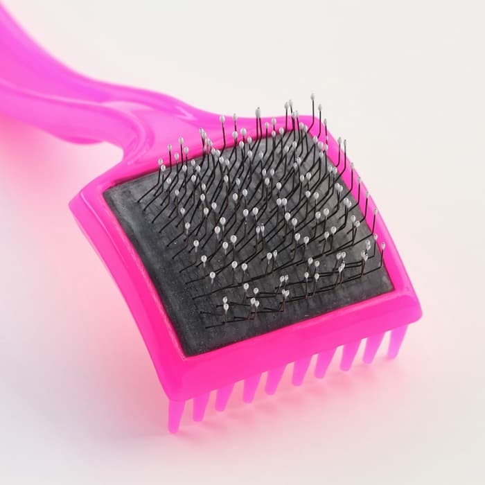 Щётка - пуходёрка малая, основание 44×44 мм, мягкая с каплями, розовая