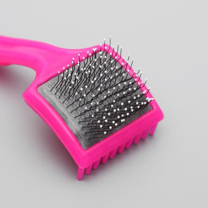 Щётка - пуходёрка малая, основание 44×44 мм, мягкая с каплями, розовая