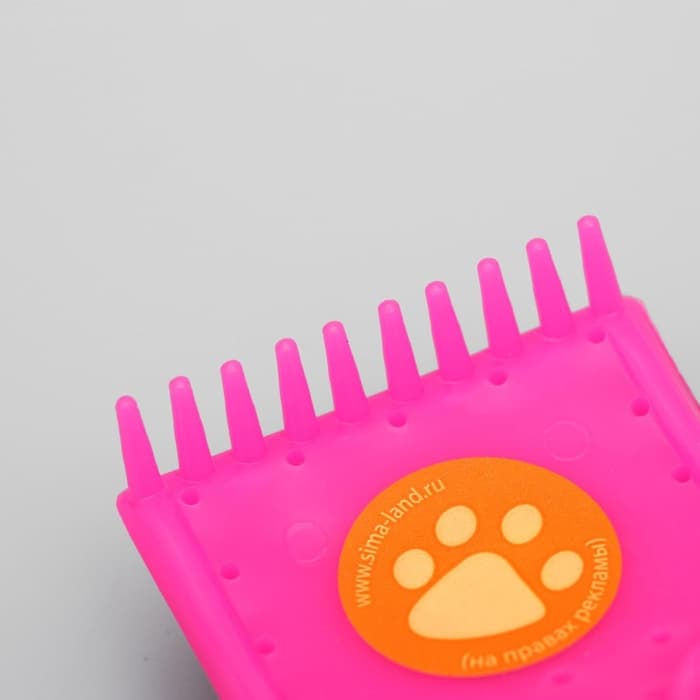 Щётка - пуходёрка малая, основание 44×44 мм, мягкая с каплями, розовая