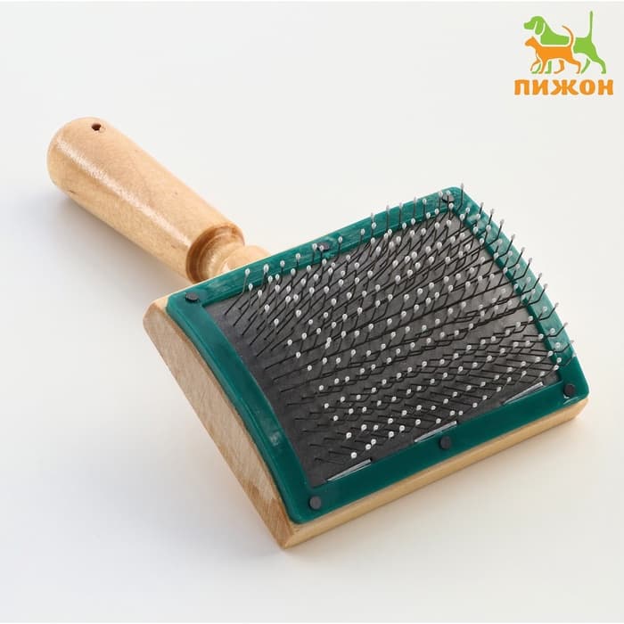 Щётка - пуходёрка, основание 70×50 мм, с каплями и рамкой, дерево