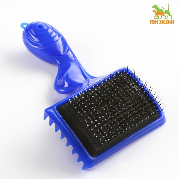 Щётка - пуходёрка большая, основание 84×58 мм, с каплями, синяя