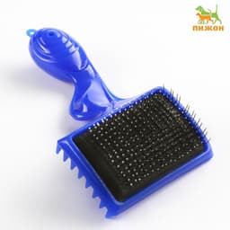 Щётка - пуходёрка большая, основание 84×58 мм, с каплями, синяя
