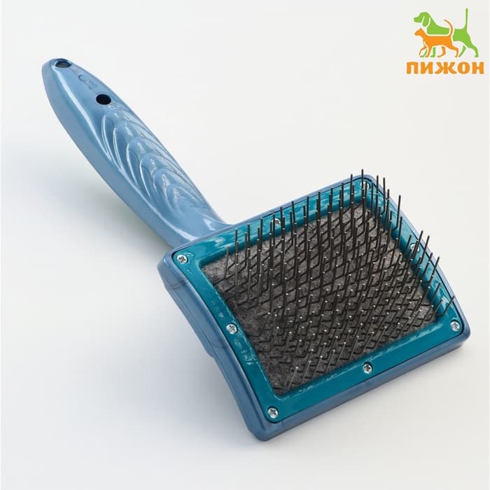 Щётка - пуходёрка для «Кавказца», основание 84×58 мм, синяя