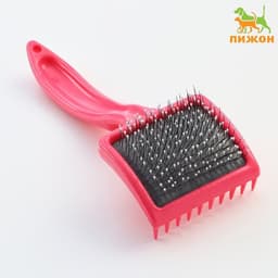 Щётка - пуходёрка средняя, основание 59×49 мм, мягкая с каплями, розовая
