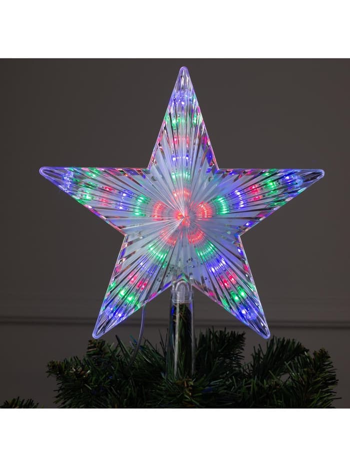 Светодиодная верхушка на ёлку «Звезда белая», 22 см, 30 LED, 220 В, свечение мульти