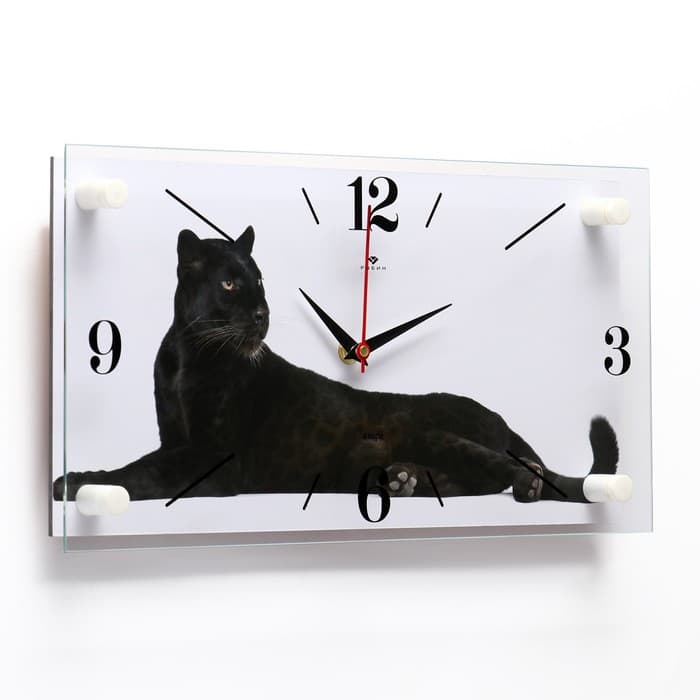 Часы настенные, интерьерные «Пантера», бесшумные, 20×40 см, белые