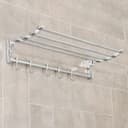 Полка откидная с двигающимися крючками Accoona A141, 57×30 см, хром