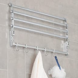 Полка откидная с двигающимися крючками Accoona A141, 57×30 см, хром