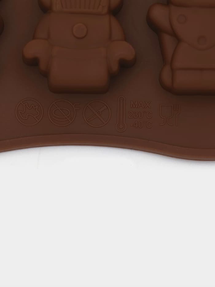 Форма для шоколада Доляна «Роботы», силикон, 21×11×1.5 см, 12 ячеек, коричневая