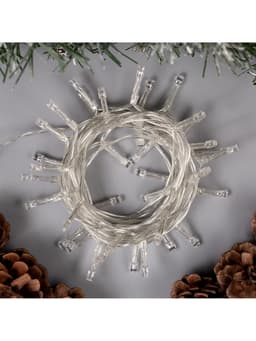 Гирлянда «Нить» 4 м, IP20, прозрачная нить, 40 LED, 2 режима, батарейки AAх3 (нет в комплекте), свечение белое