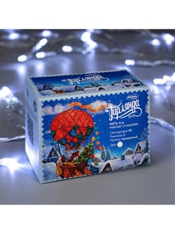 Гирлянда «Нить» 4 м, IP20, прозрачная нить, 40 LED, 2 режима, батарейки AAх3 (нет в комплекте), свечение белое