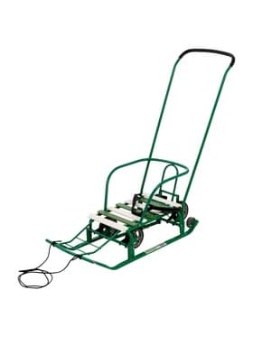 Санки детские с колёсами «Тимка 5 универсал», с ручкой, цвет зелёный