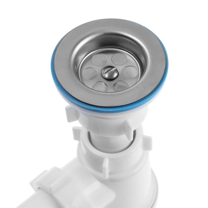 Сифон для мойки «АНИ Пласт» C0115, 1 1/2" × 40 мм, нерж решетка d=70 мм, с гофрой 40×40/50 мм