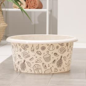 Таз хозяйственный «Русская банька», круглый, пластик, 10 л, бежевый