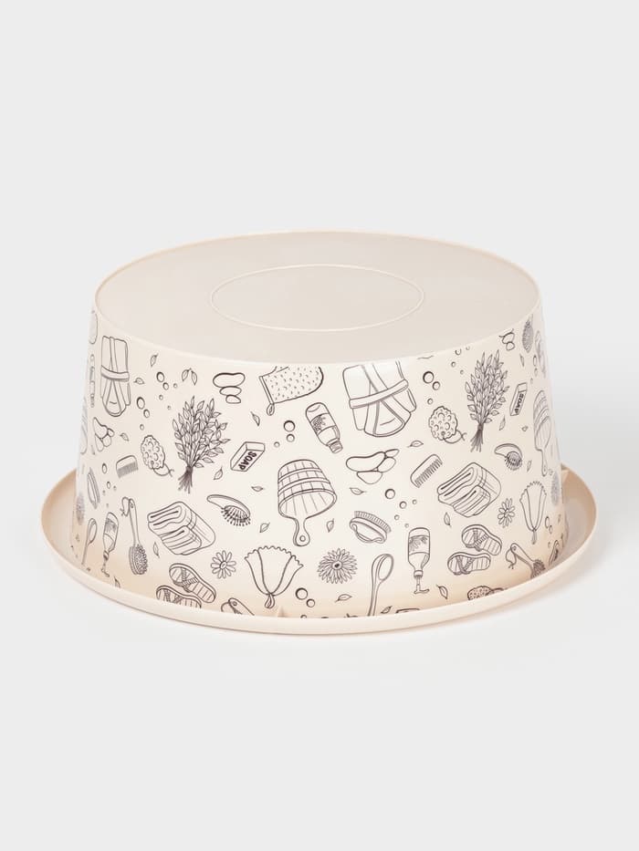 Таз хозяйственный «Русская банька», круглый, пластик, 10 л, бежевый