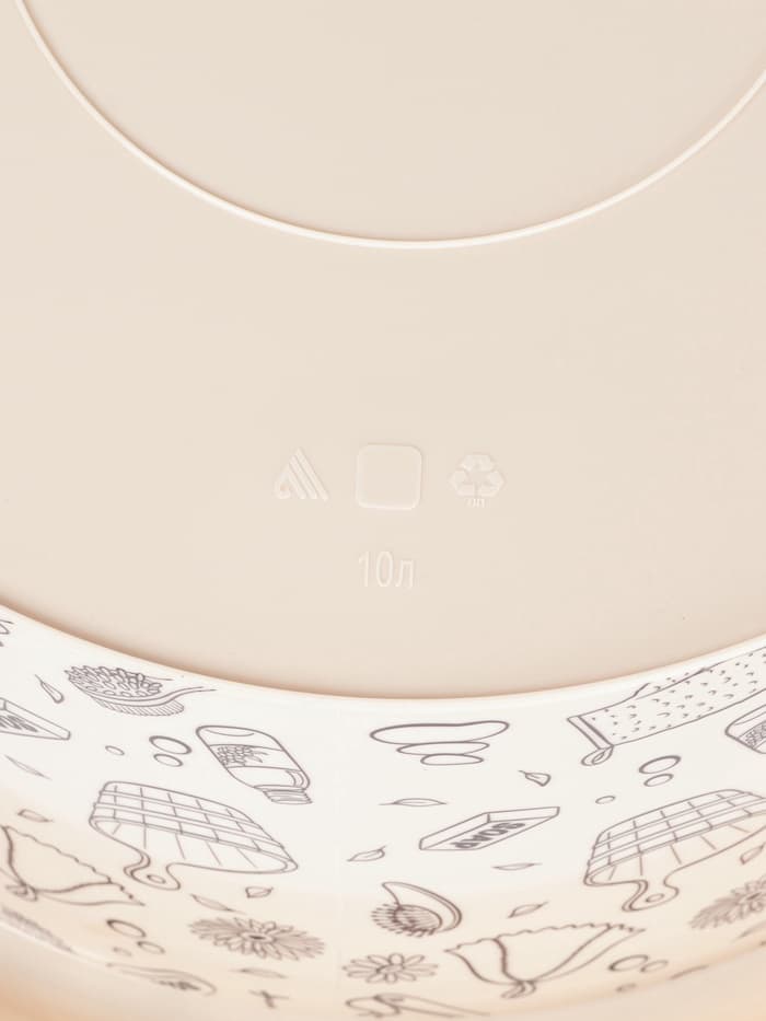 Таз хозяйственный «Русская банька», круглый, пластик, 10 л, бежевый