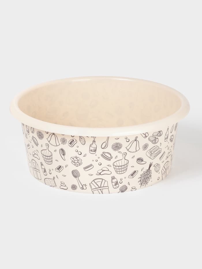 Таз хозяйственный «Русская банька», круглый, пластик, 15 л, бежевый