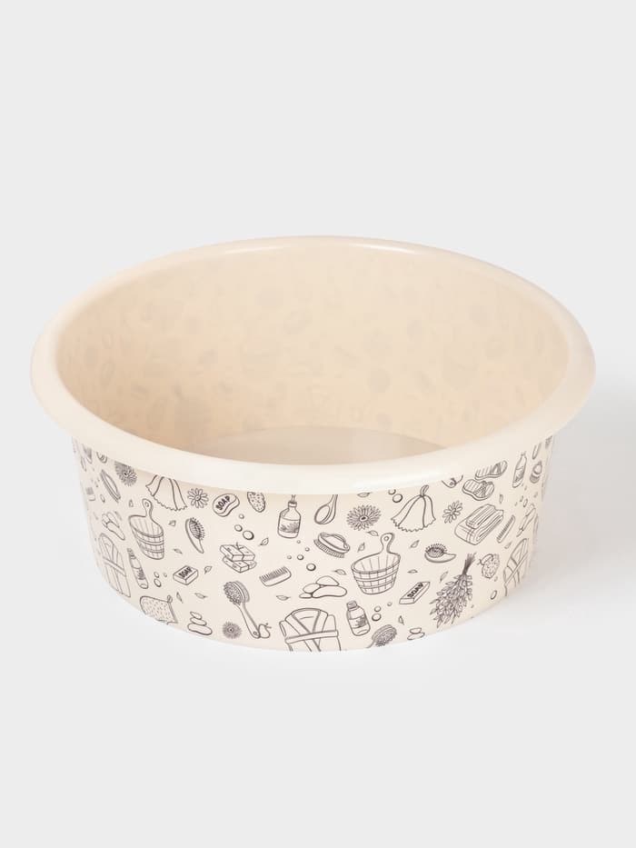 Таз хозяйственный «Русская банька», круглый, пластик, 15 л, бежевый