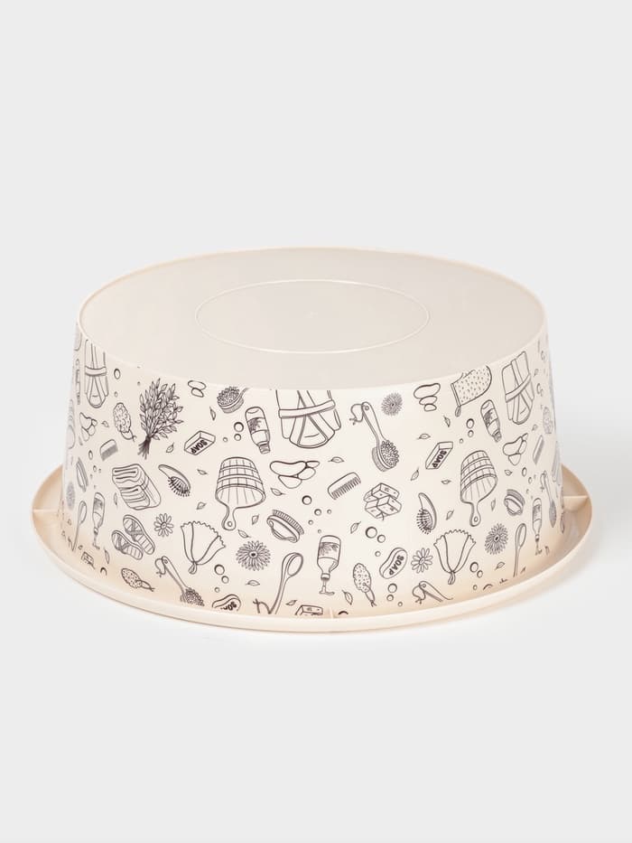 Таз хозяйственный «Русская банька», круглый, пластик, 15 л, бежевый