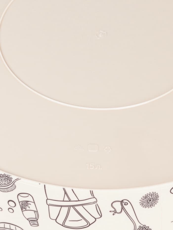 Таз хозяйственный «Русская банька», круглый, пластик, 15 л, бежевый