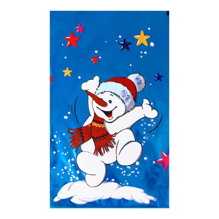 Пакет подарочный «Снеговик» 25×40 см, цветной металлизированный рисунок