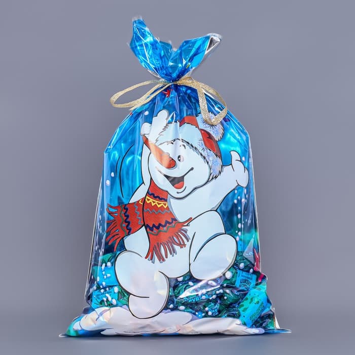 Пакет подарочный «Снеговик» 25×40 см, цветной металлизированный рисунок