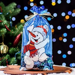 Пакет подарочный «Снеговик» 25×40 см, цветной металлизированный рисунок