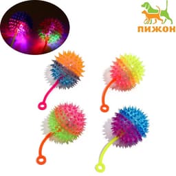 Мяч-дразнилка для собак, 6 см, игольчатый, светящийся, TPR, цвет МИКС
