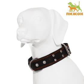 Ошейник тисненый однослойный, безразмерный, 74×4.5 см, ОШ 35-65 см, кожа, МИКС