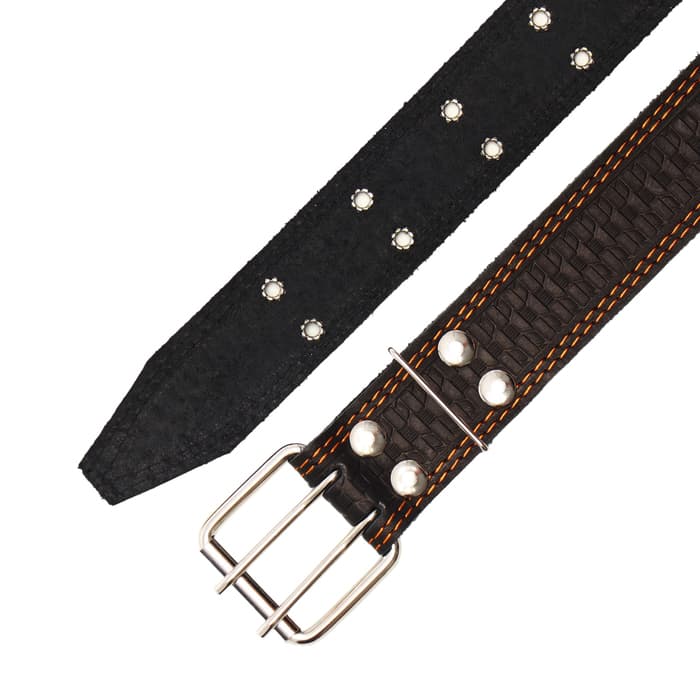 Ошейник тисненый однослойный, безразмерный, 74×4.5 см, ОШ 35-65 см, кожа, МИКС