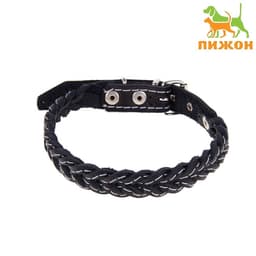 Ошейник плетёный, 42×2 см, ОШ 35-45 см, кожа, цвет МИКС