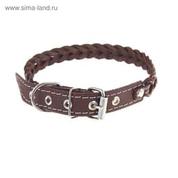 Ошейник плетёный, 42×2 см, ОШ 35-45 см, кожа, цвет МИКС