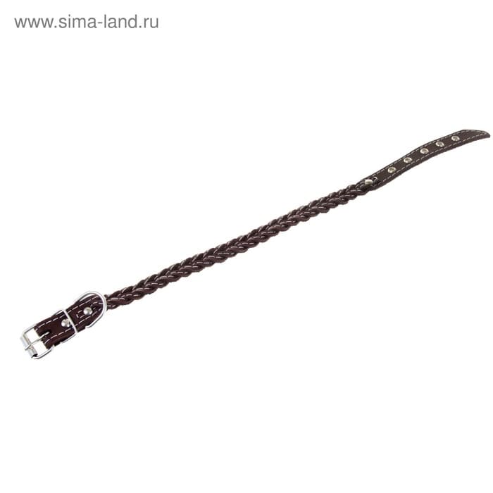Ошейник плетёный, 42×2 см, ОШ 35-45 см, кожа, цвет МИКС