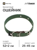 Ошейник брезентовый однослойный, 52×2 см, ОШ 25-45 см, тёмно-зелёный