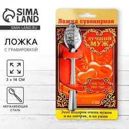 Ложка чайная с гравировкой «Лучший муж», на подарочной открытке, 3×14 см