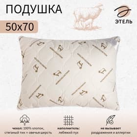 Подушка «Этель», подстёжка — овечья шерсть, 50×70 см, тик
