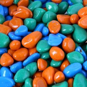 Грунт для аквариума DECOR DE «Галька цветная», фр. 8-12 мм, оранжевый/салатовый/голубой, 800 г