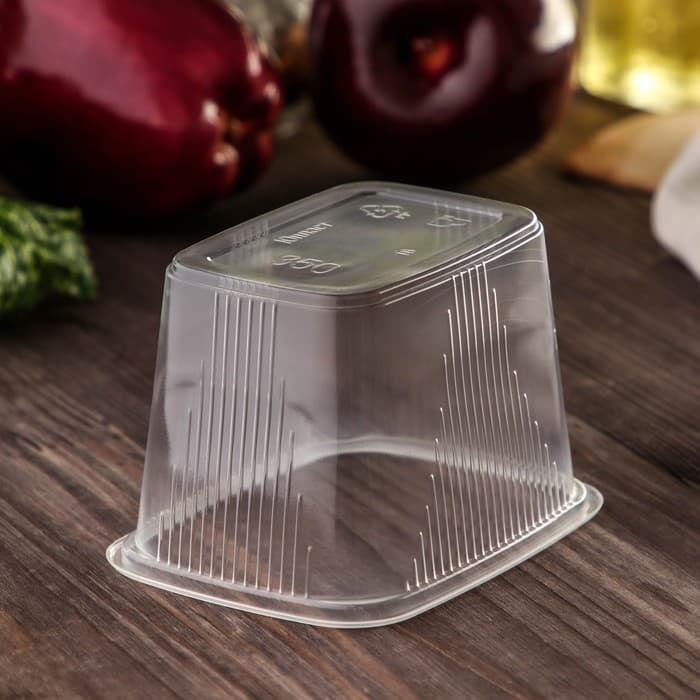 Контейнеры одноразовые с крышкой, набор 10 шт., пластик, 350 мл, 10.8×8.2×7 см, прозрачные