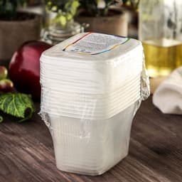 Контейнеры одноразовые с крышкой, набор 10 шт., пластик, 350 мл, 10.8×8.2×7 см, прозрачные