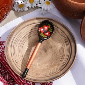 Ложка деревянная «Чернушка», маленькая, хохлома