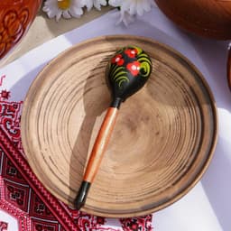 Ложка деревянная «Чернушка», маленькая, хохлома