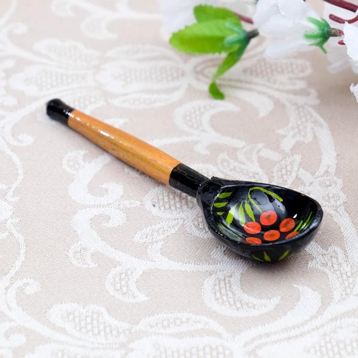 Ложка деревянная «Чернушка», маленькая, хохлома