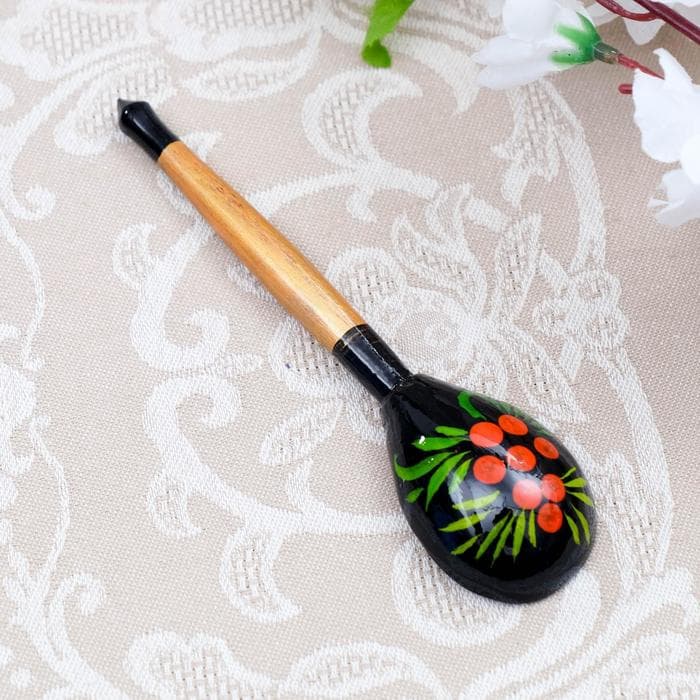 Ложка деревянная «Чернушка», маленькая, хохлома