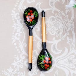 Ложка деревянная «Чернушка», маленькая, хохлома