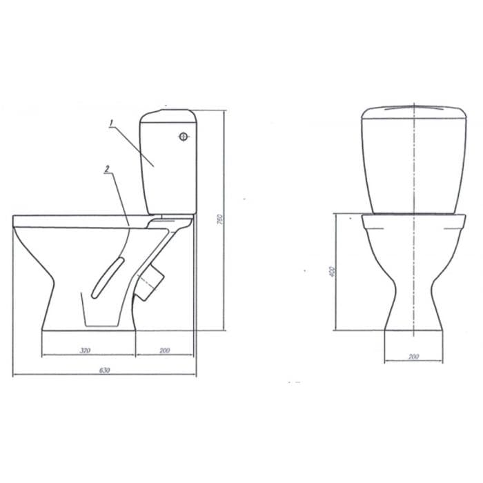 Унитаз компакт ЛЗСФ «Универсал NEW 45», нижняя подводка, косой выпуск, сиденье, кнопка