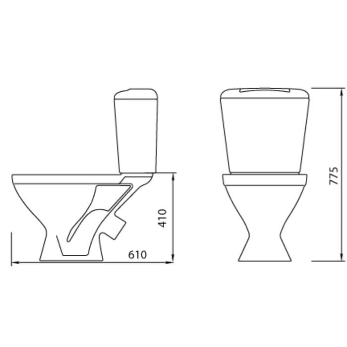 Унитаз компакт ЛЗСФ «Универсал NEW 45», нижняя подводка, косой выпуск, сиденье, кнопка