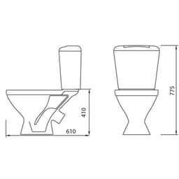 Унитаз компакт ЛЗСФ «Универсал NEW 45», нижняя подводка, косой выпуск, сиденье, кнопка