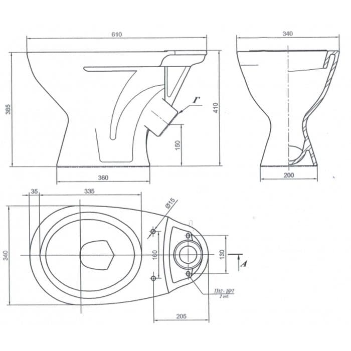 Унитаз компакт ЛЗСФ «Универсал NEW 45», нижняя подводка, косой выпуск, сиденье, кнопка