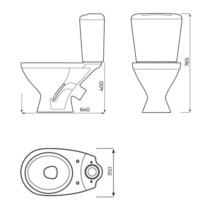Унитаз компакт ЛЗСФ «Универсал Эконом», боковая подводка, косой выпуск, сиденье, шток